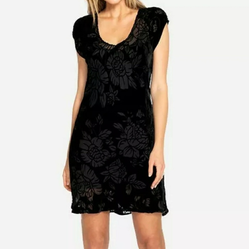 Johnny Was Morgan Mini Dress Black Floral Silk